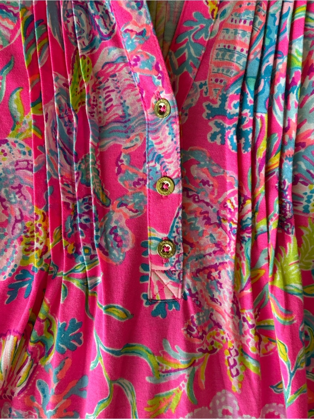 Lilly Pulitzer Pink Floral Golda Flutter-Sleeve Shift Dress - Picture 12 of 15